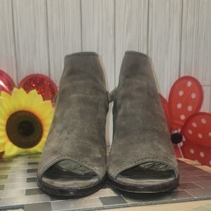 Frye Olive Suede Peep-Toe Mules‎